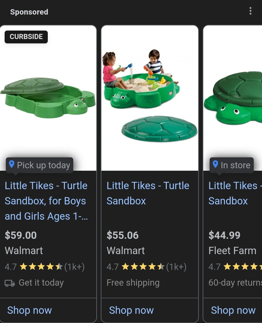 Little Tikes turtle sandbox